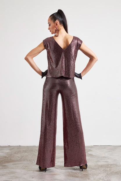 Mirror Sequin Wide Leg Pants