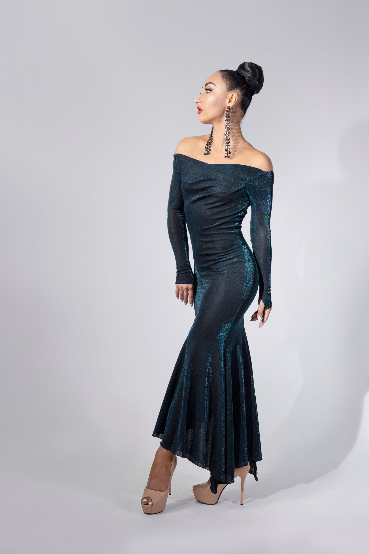 Off-Shoulder Long Sleeves Evening Dress