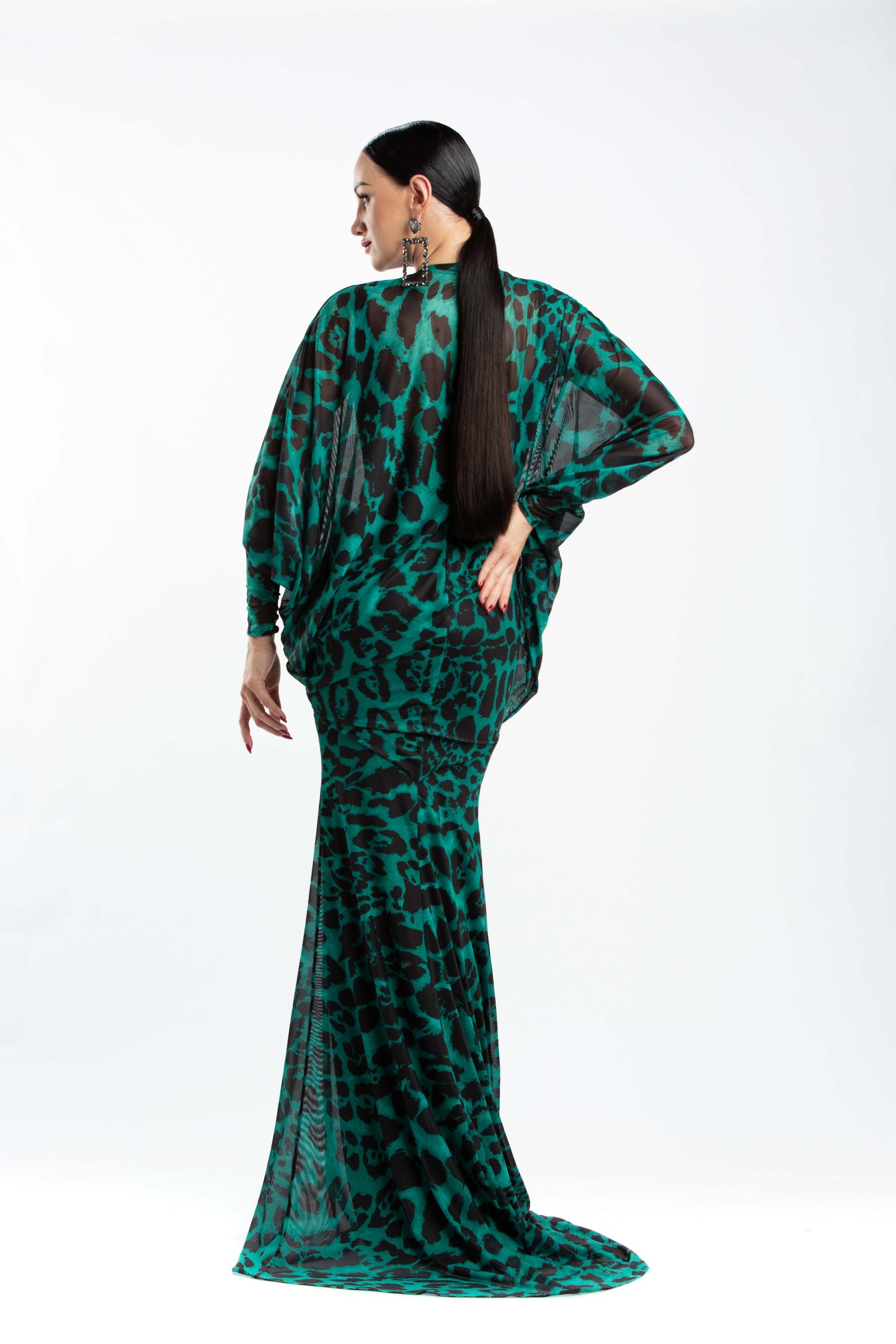 Leo Print Long Sleeves Evening Dress